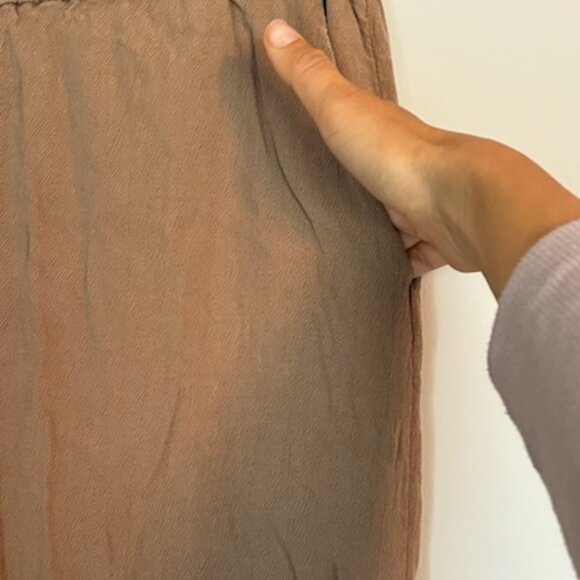 H & M Paperbag light weight linen-like pants Tan Large - Picture 2 of 6